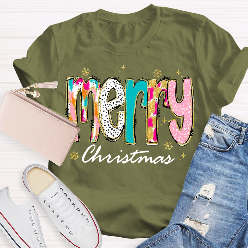 Merry Christmas Color And Gradient Fonts T-shirt
