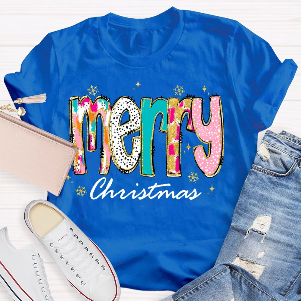 Merry Christmas Color And Gradient Fonts T-shirt