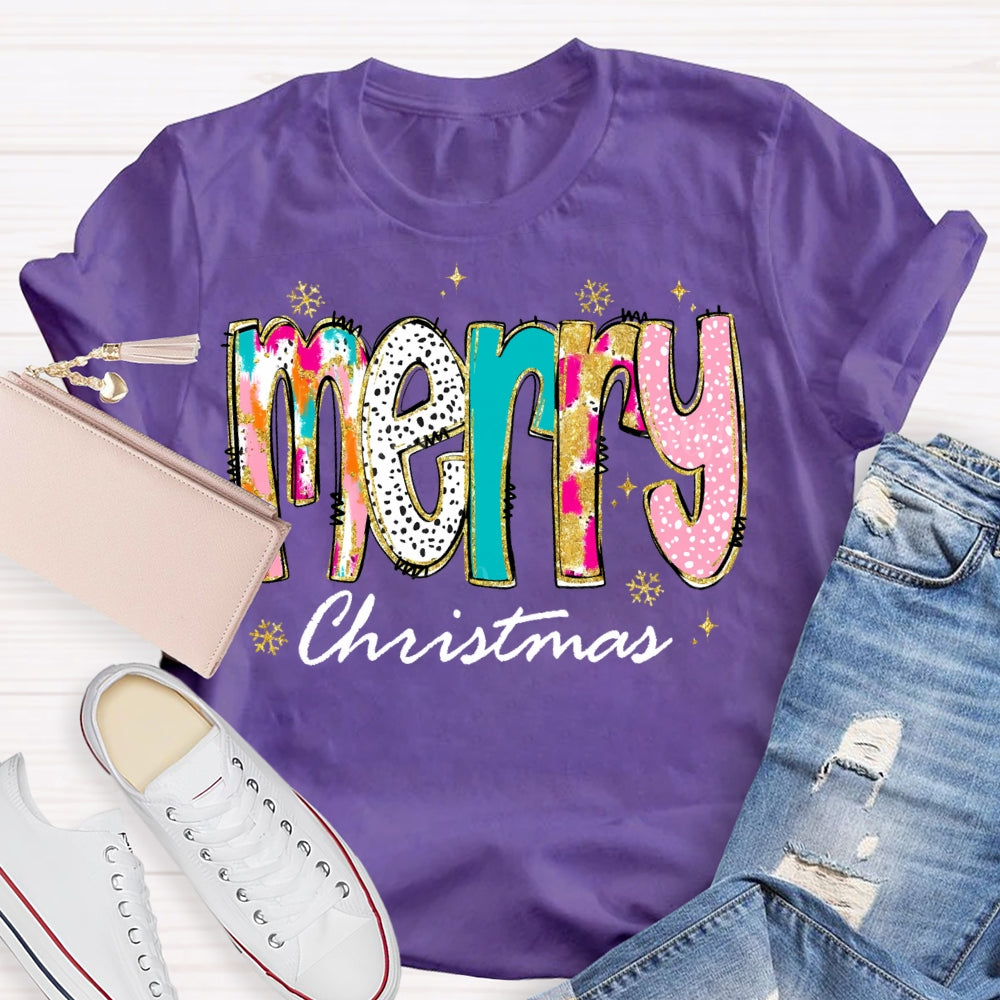 Merry Christmas Color And Gradient Fonts T-shirt