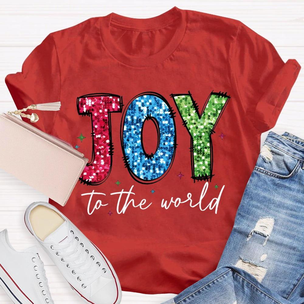 Joy To The World Colorful Font Christmas T-shirt
