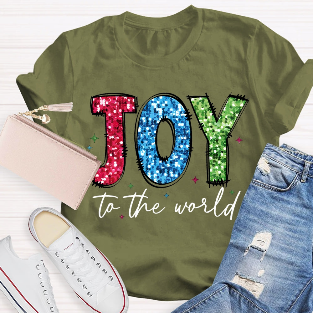Joy To The World Colorful Font Christmas T-shirt