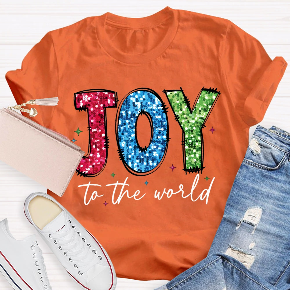 Joy To The World Colorful Font Christmas T-shirt
