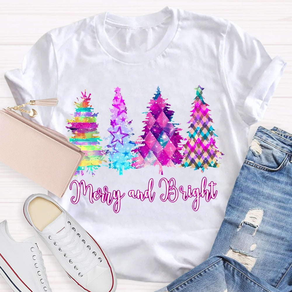 Merry And Bright Colorful Tie-Dye Christmas Tree T-shirt