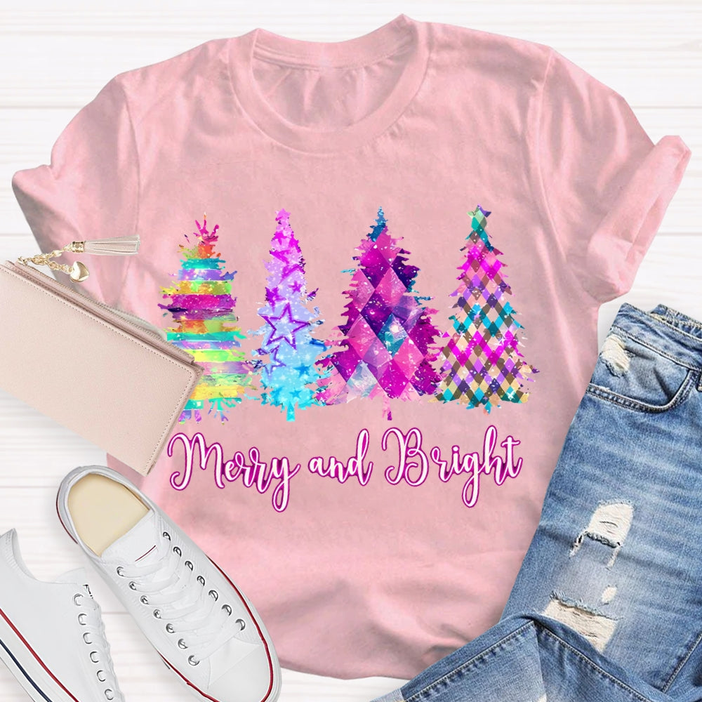 Merry And Bright Colorful Tie-Dye Christmas Tree T-shirt