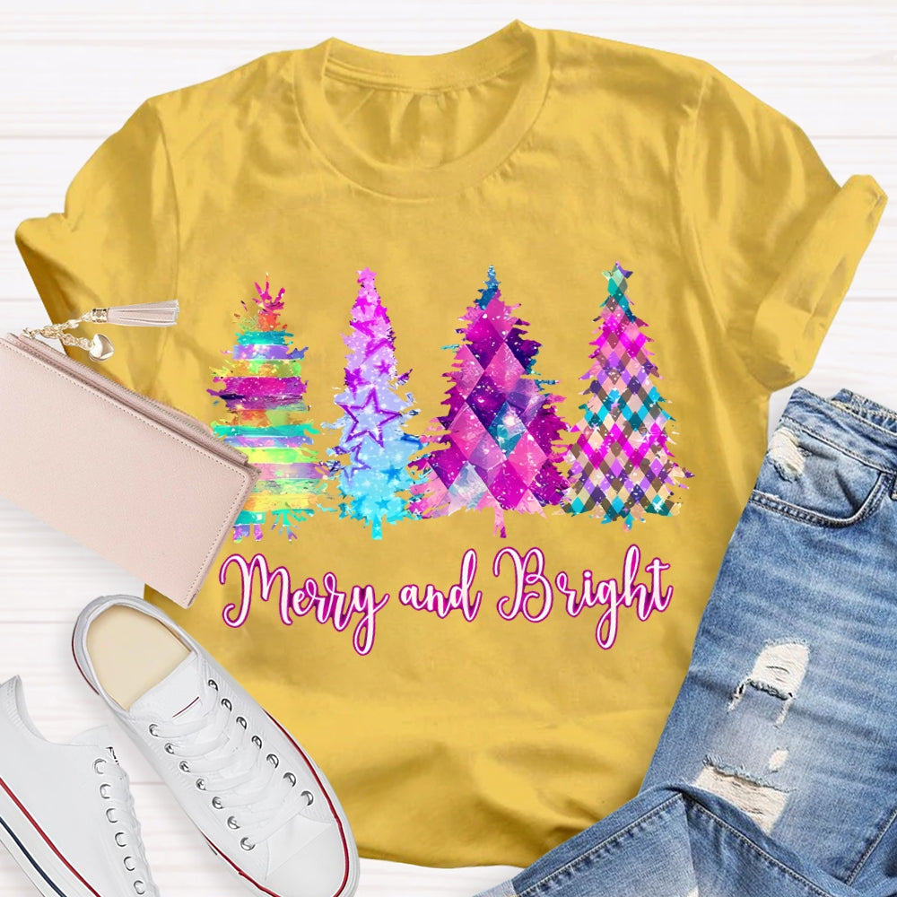 Merry And Bright Colorful Tie-Dye Christmas Tree T-shirt