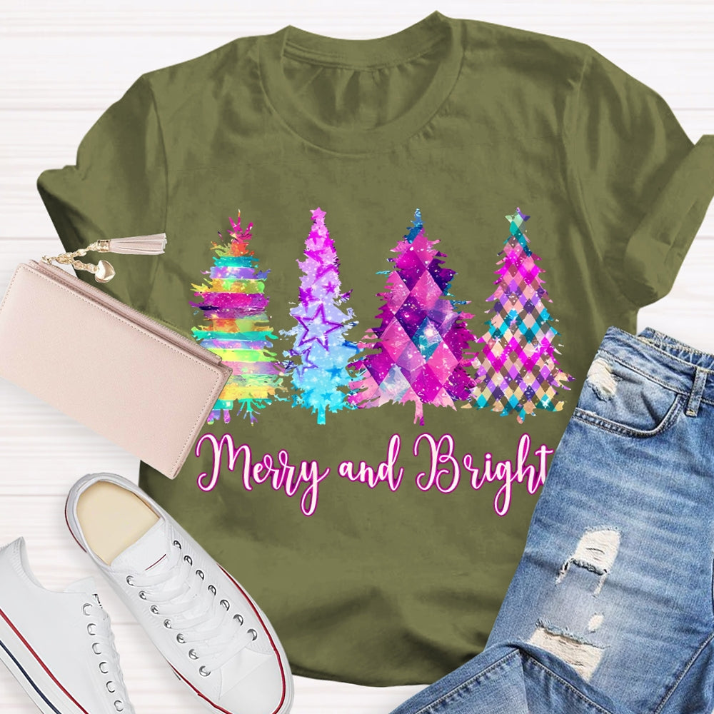 Merry And Bright Colorful Tie-Dye Christmas Tree T-shirt