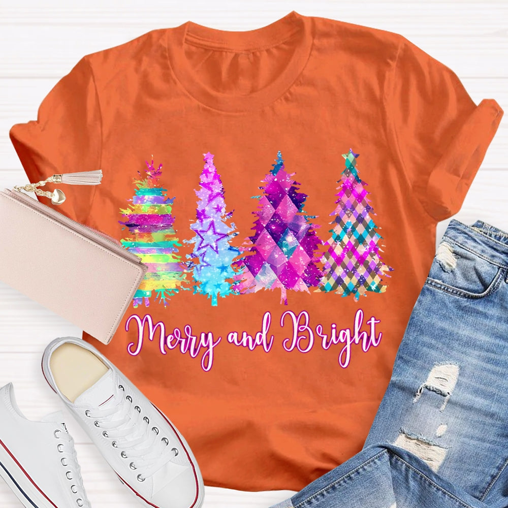 Merry And Bright Colorful Tie-Dye Christmas Tree T-shirt