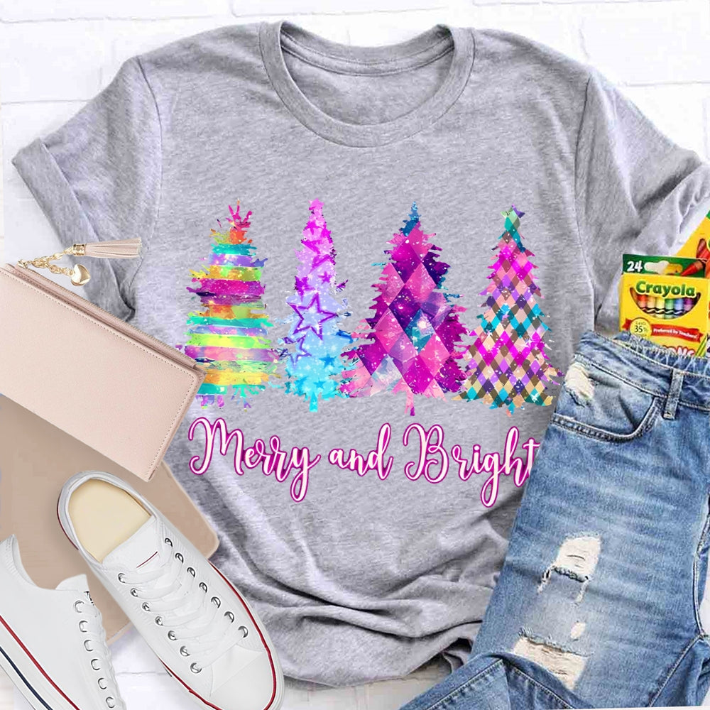 Merry And Bright Colorful Tie-Dye Christmas Tree T-shirt