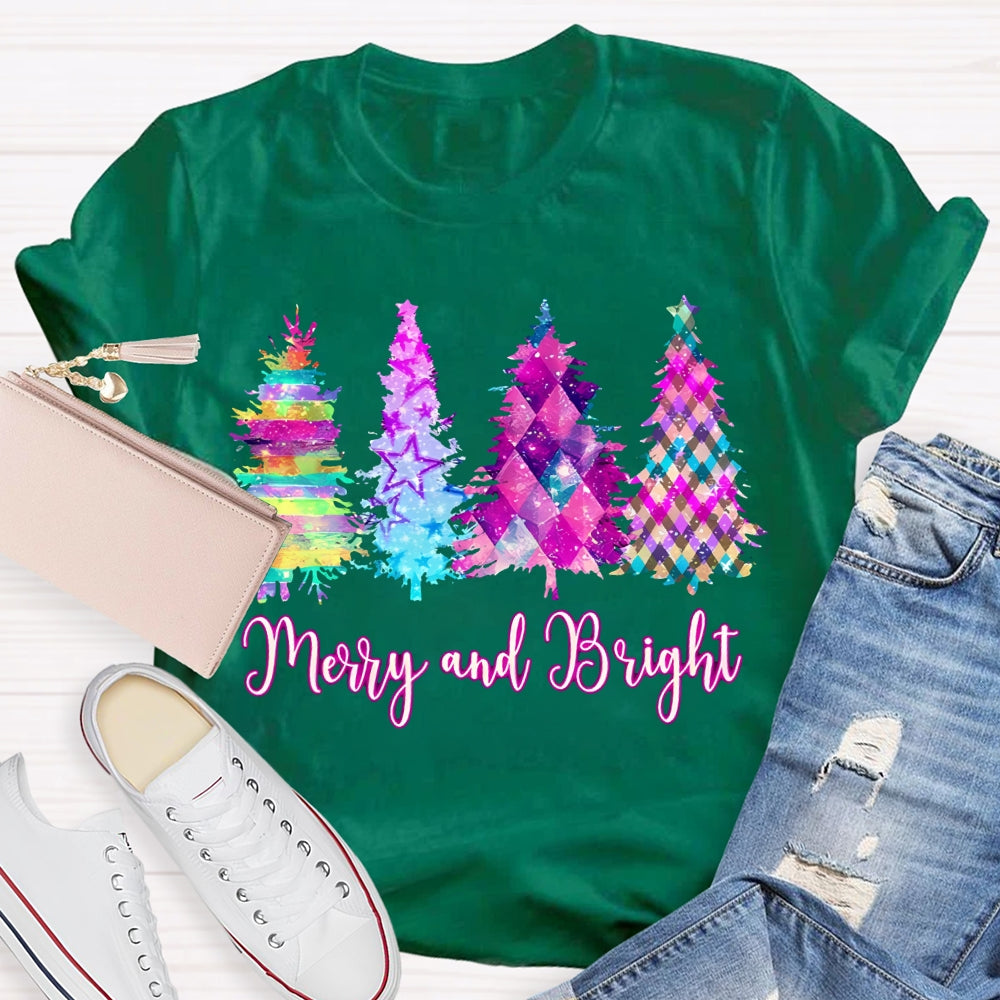 Merry And Bright Colorful Tie-Dye Christmas Tree T-shirt