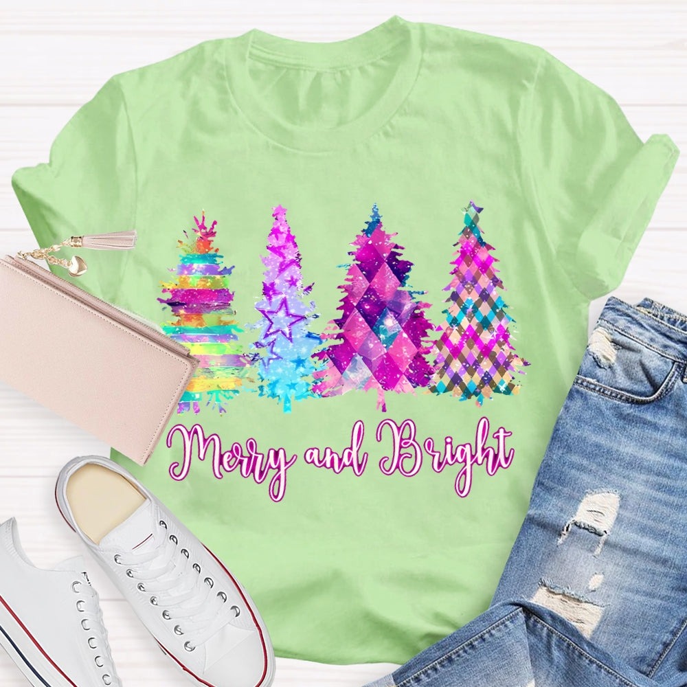 Merry And Bright Colorful Tie-Dye Christmas Tree T-shirt