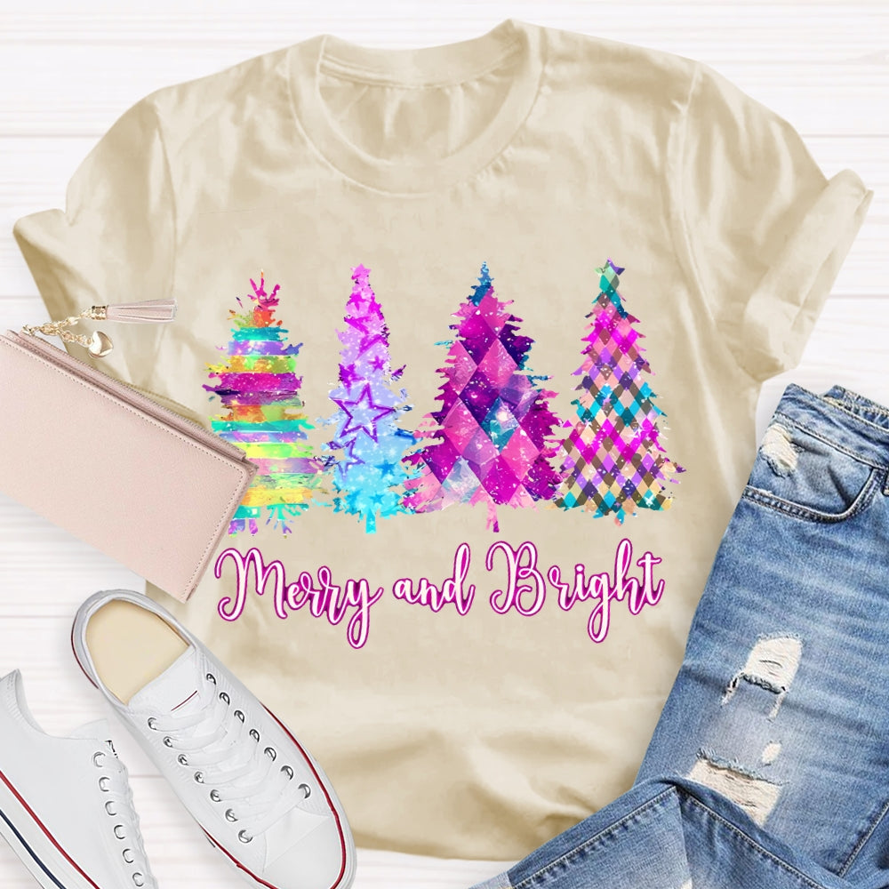 Merry And Bright Colorful Tie-Dye Christmas Tree T-shirt