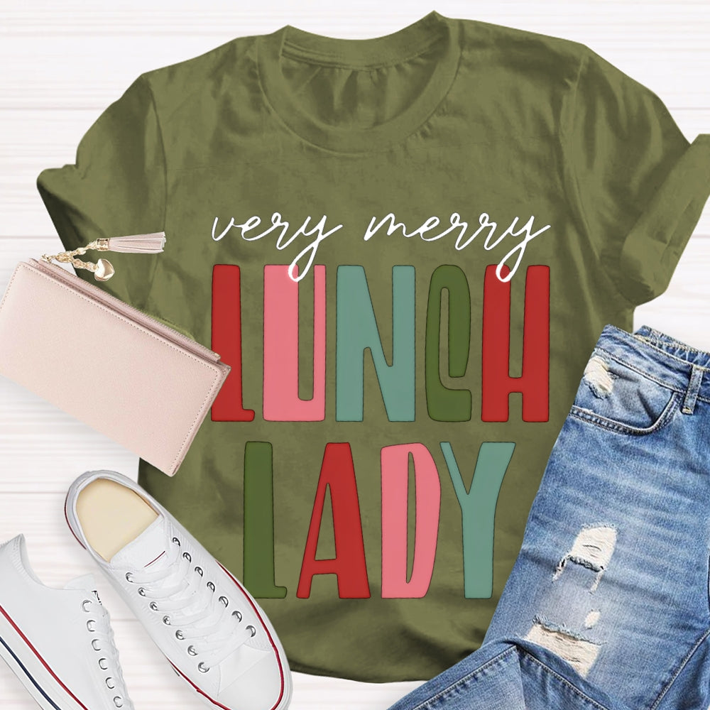 Very Merry Lunch Lady Christmas Vibes T-shirt