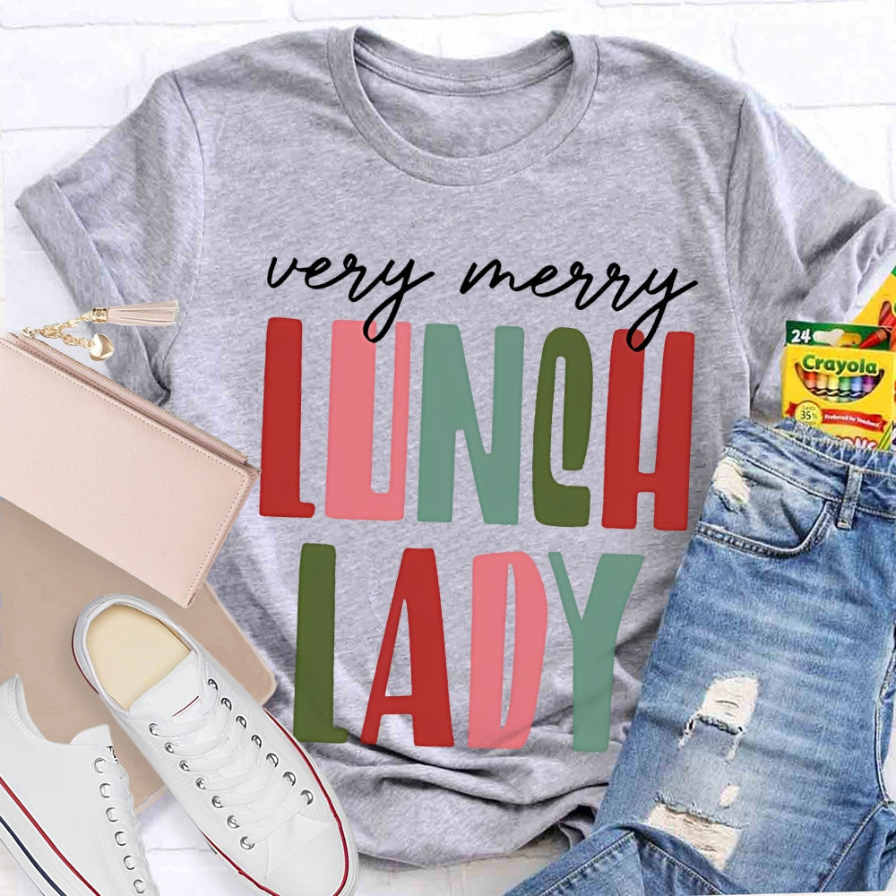 Very Merry Lunch Lady Christmas Vibes T-shirt