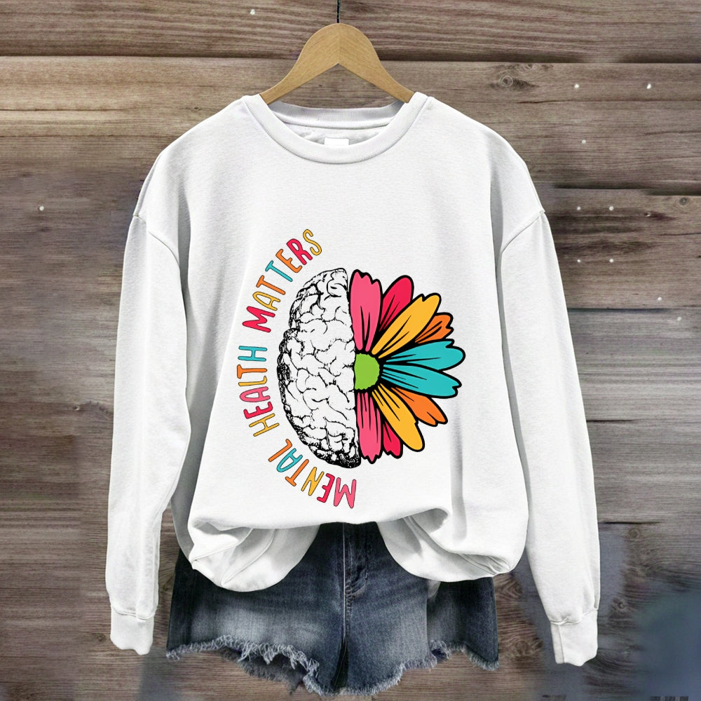 Mental Health Matters Floral Brain Sweatshirt