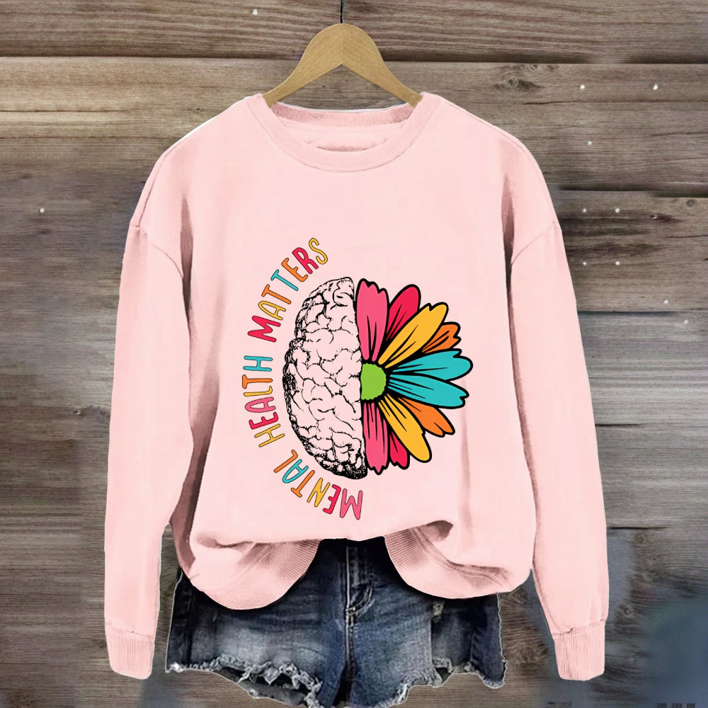 Mental Health Matters Floral Brain Sweatshirt