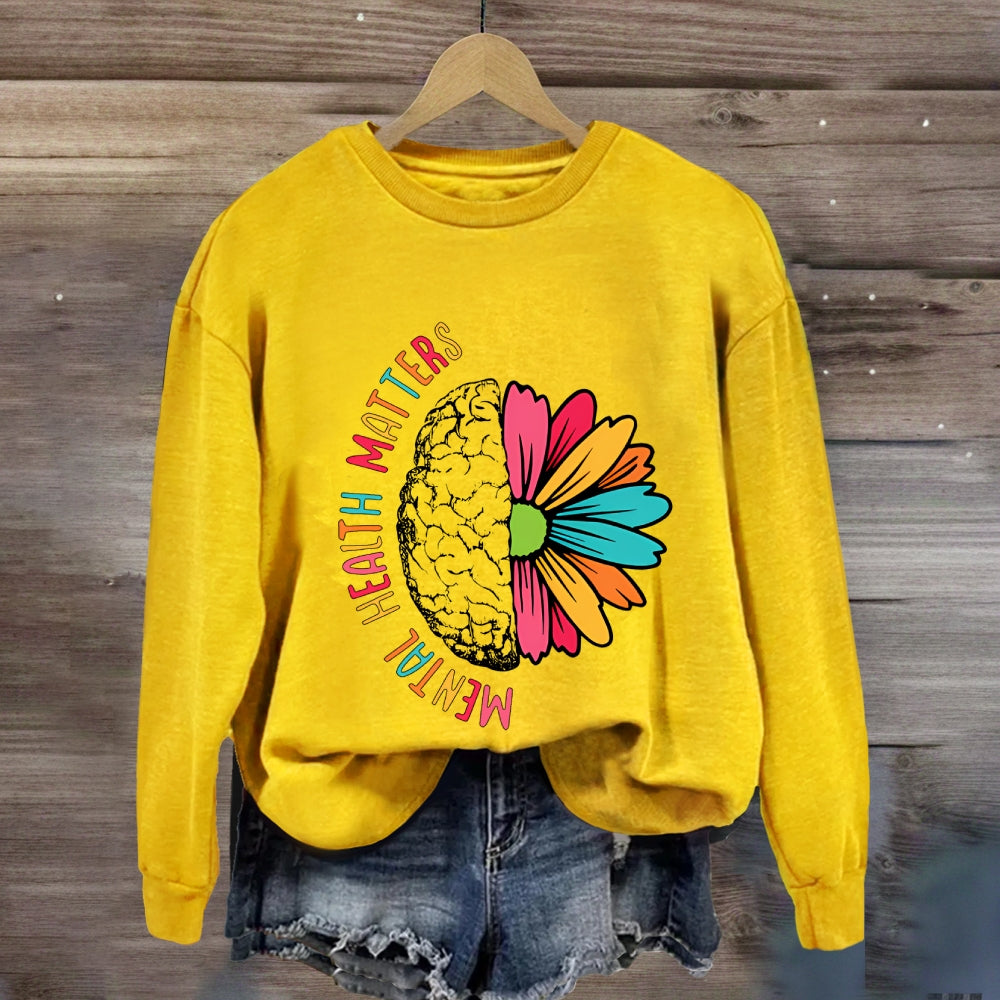 Mental Health Matters Floral Brain Sweatshirt