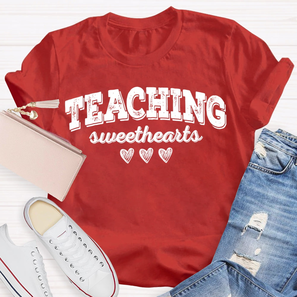 Teaching Sweethearts Solid Color Font And Small Heart T-shirt