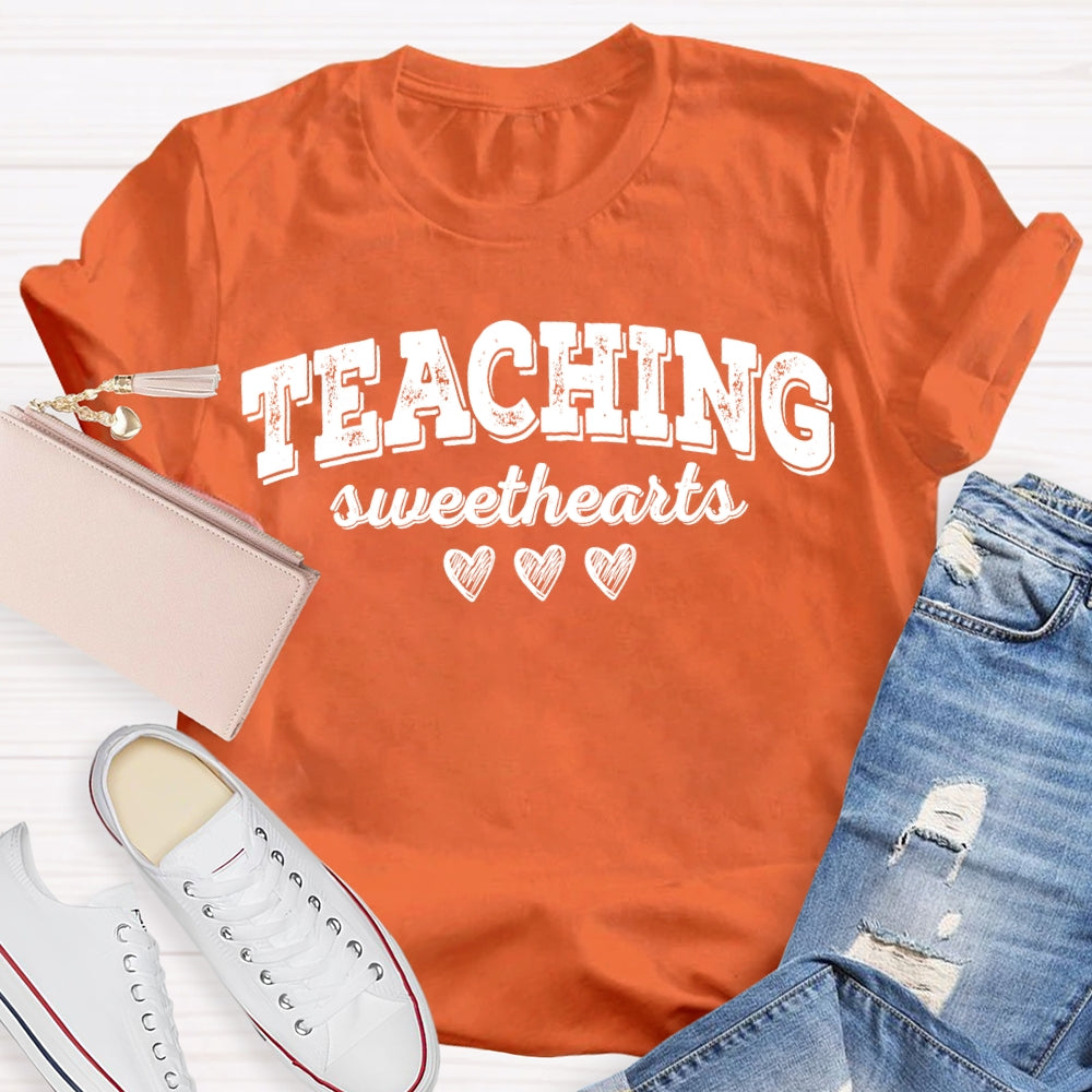 Teaching Sweethearts Solid Color Font And Small Heart T-shirt