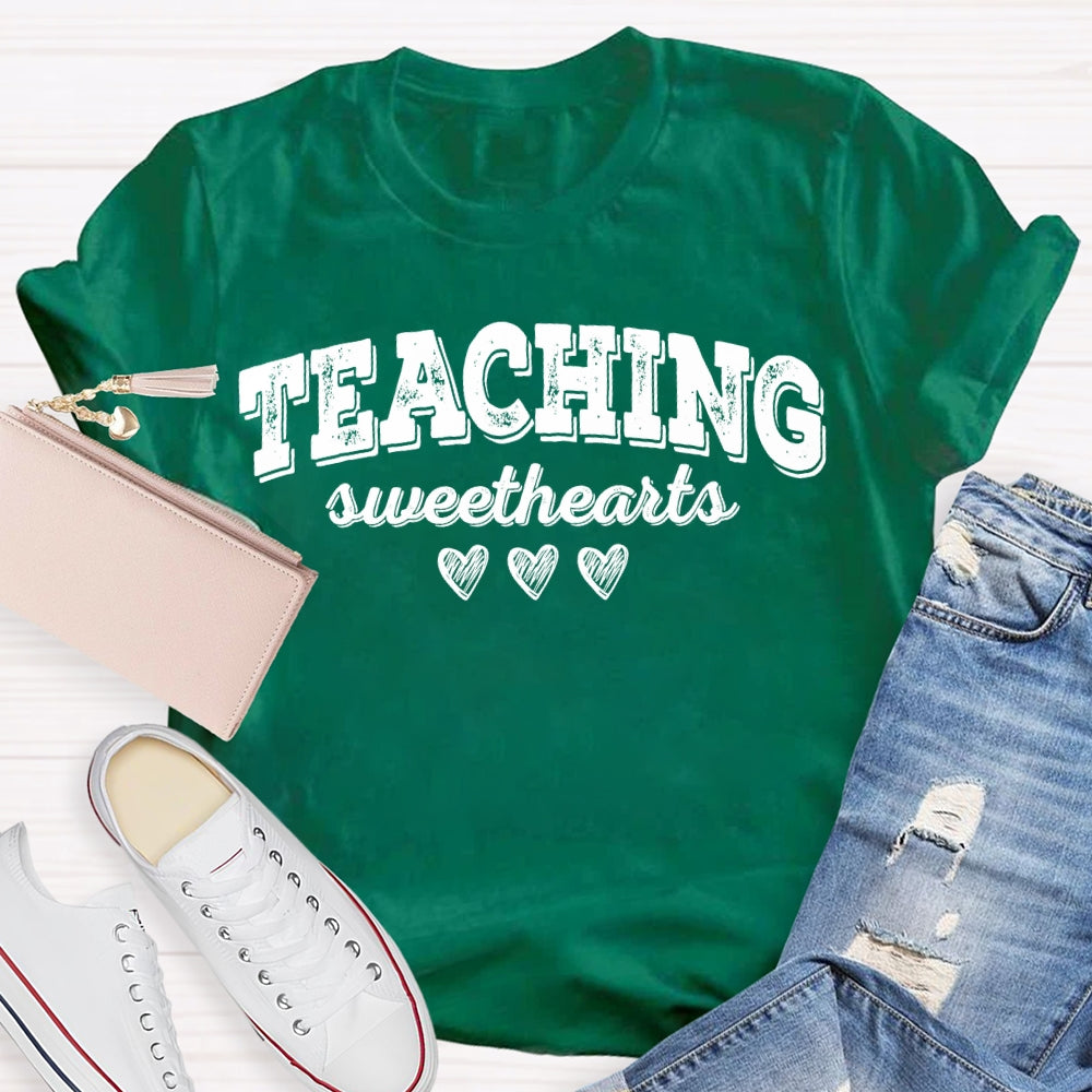 Teaching Sweethearts Solid Color Font And Small Heart T-shirt