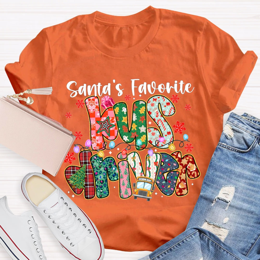 Santa Favorite Bus Driver Snowflakes And Christm Vibes T-shirt