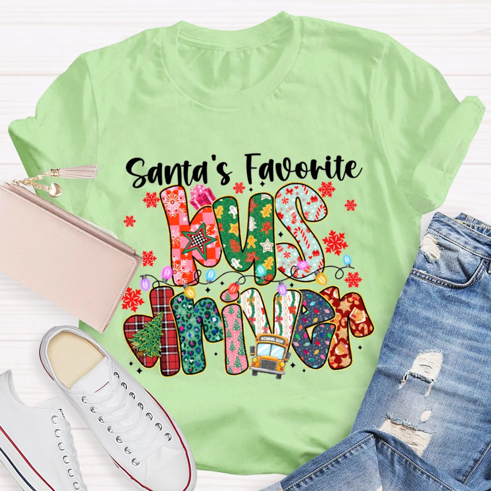 Santa Favorite Bus Driver Snowflakes And Christm Vibes T-shirt
