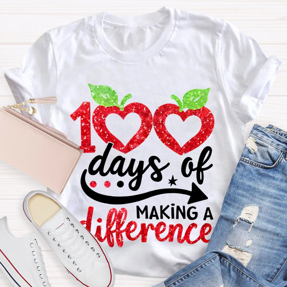 100 Days Of Making A Difference Heart Print T-shirt