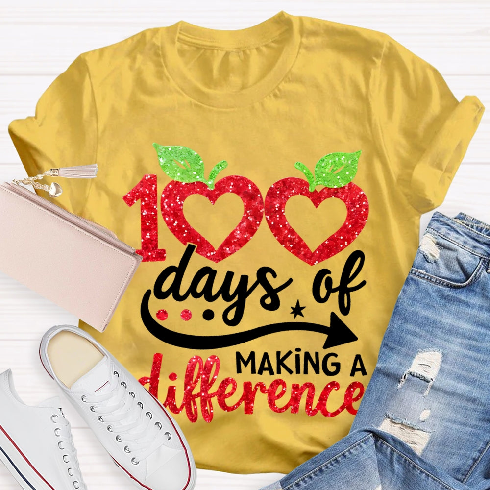100 Days Of Making A Difference Heart Print T-shirt
