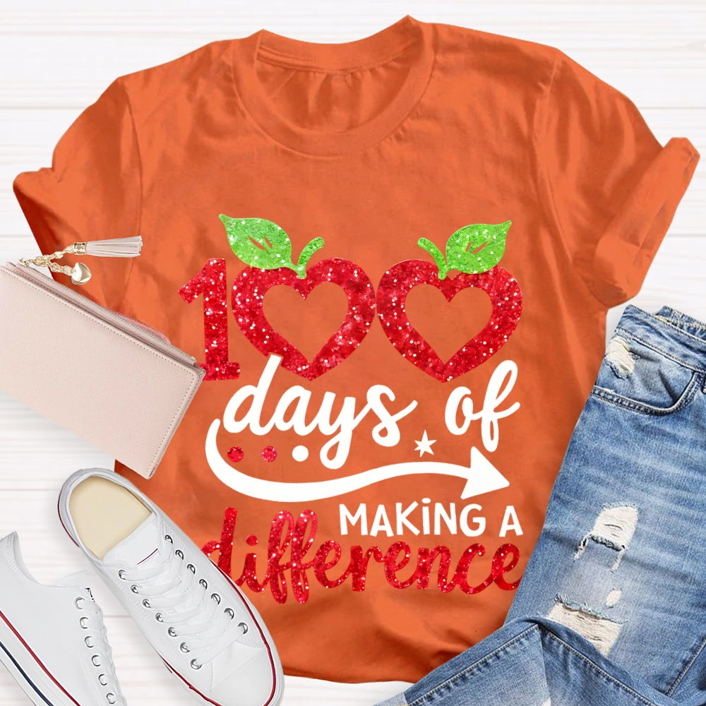 100 Days Of Making A Difference Heart Print T-shirt