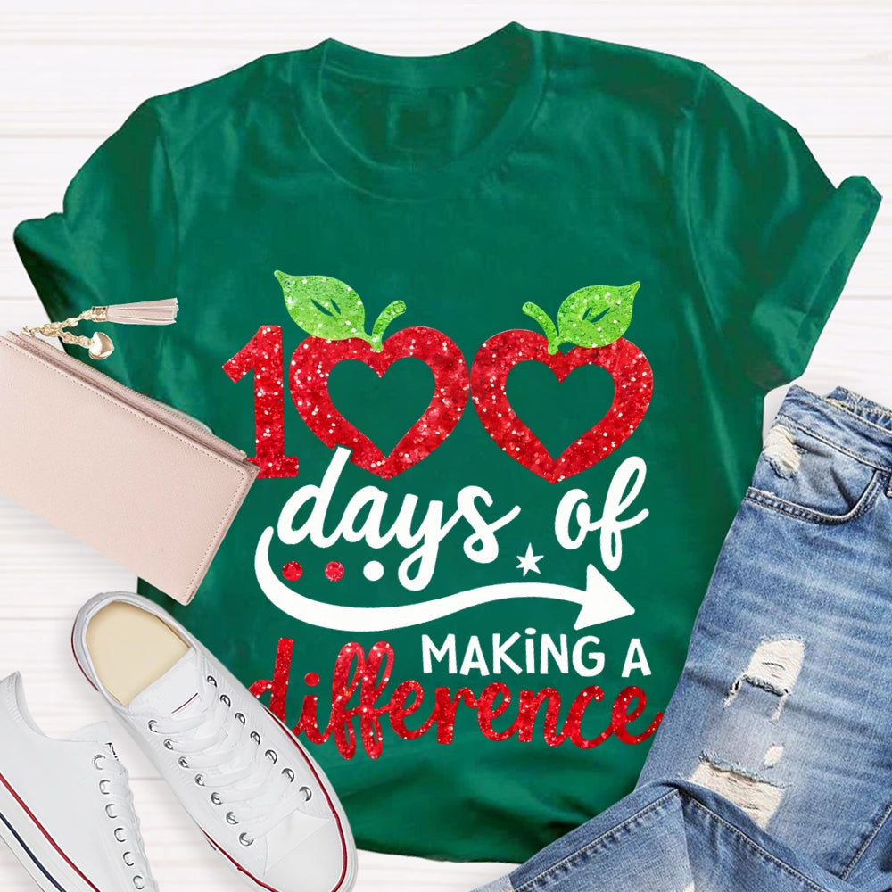 100 Days Of Making A Difference Heart Print T-shirt