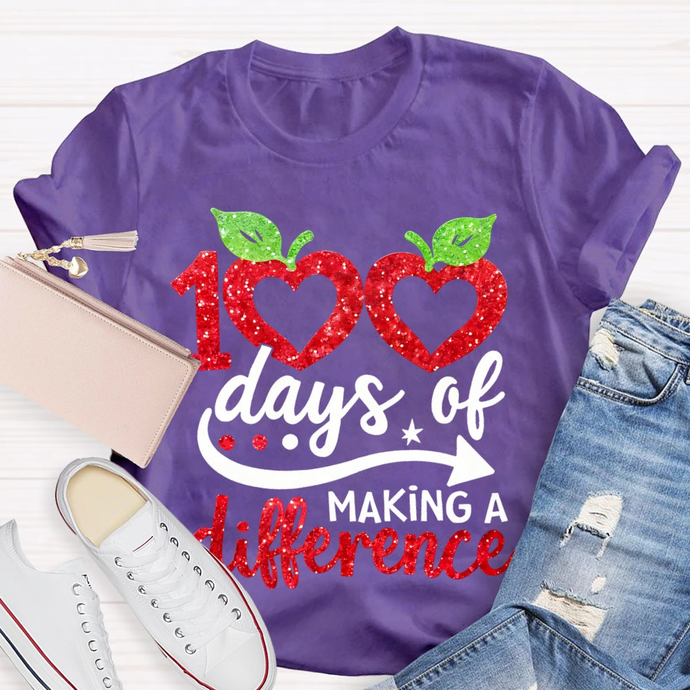 100 Days Of Making A Difference Heart Print T-shirt