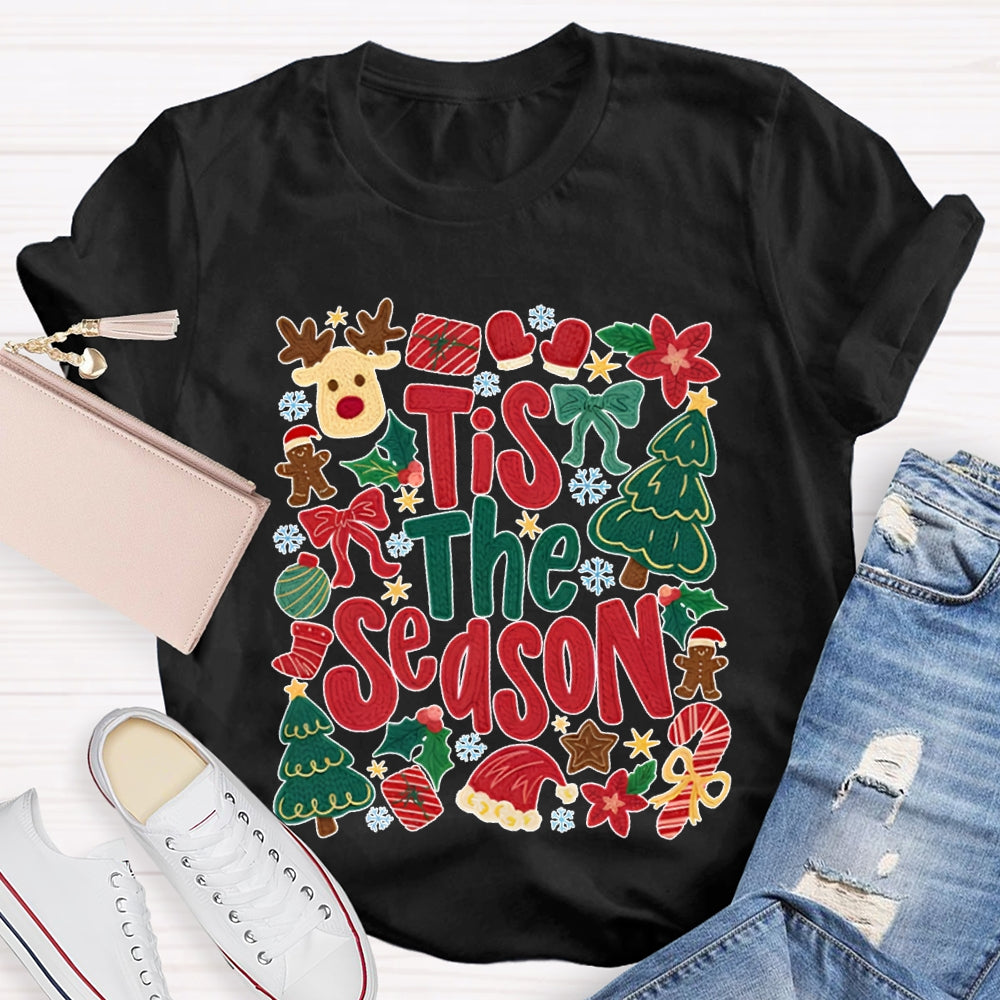 Tis The Season Christmas Reindeer And Christmas Tree T-shirt