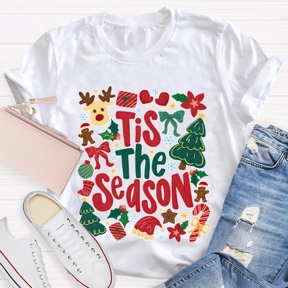 Tis The Season Christmas Reindeer And Christmas Tree T-shirt