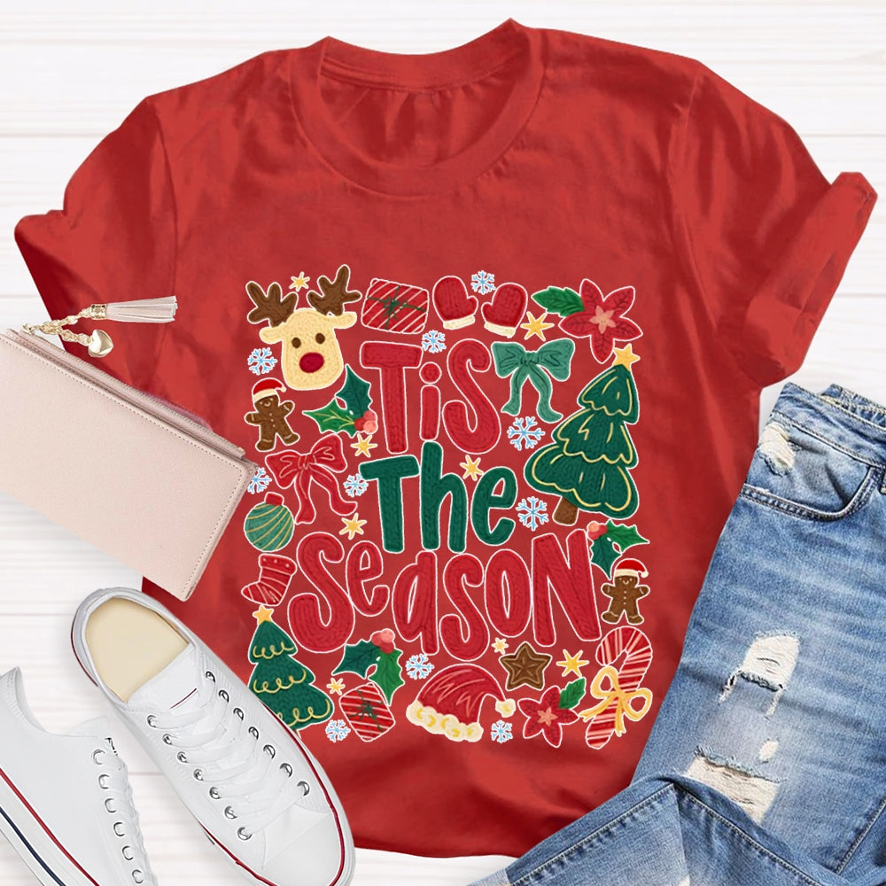 Tis The Season Christmas Reindeer And Christmas Tree T-shirt