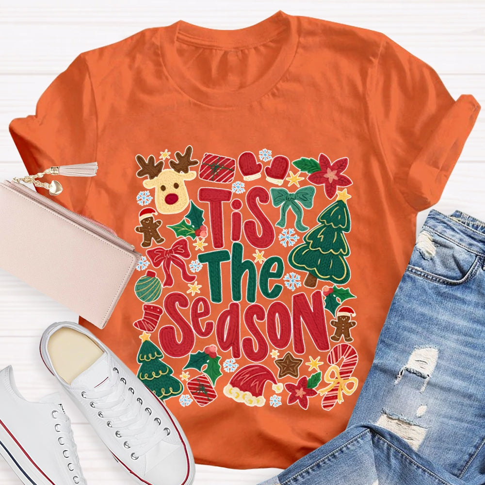 Tis The Season Christmas Reindeer And Christmas Tree T-shirt