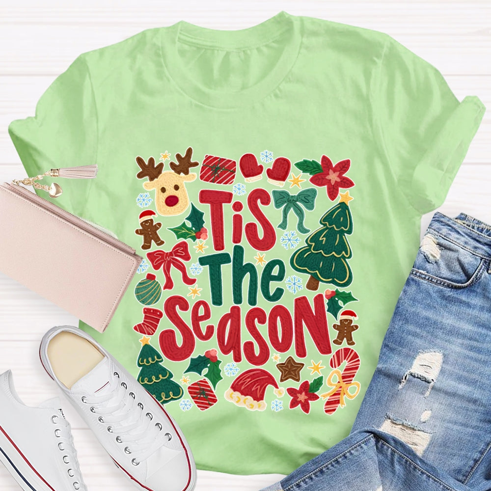 Tis The Season Christmas Reindeer And Christmas Tree T-shirt