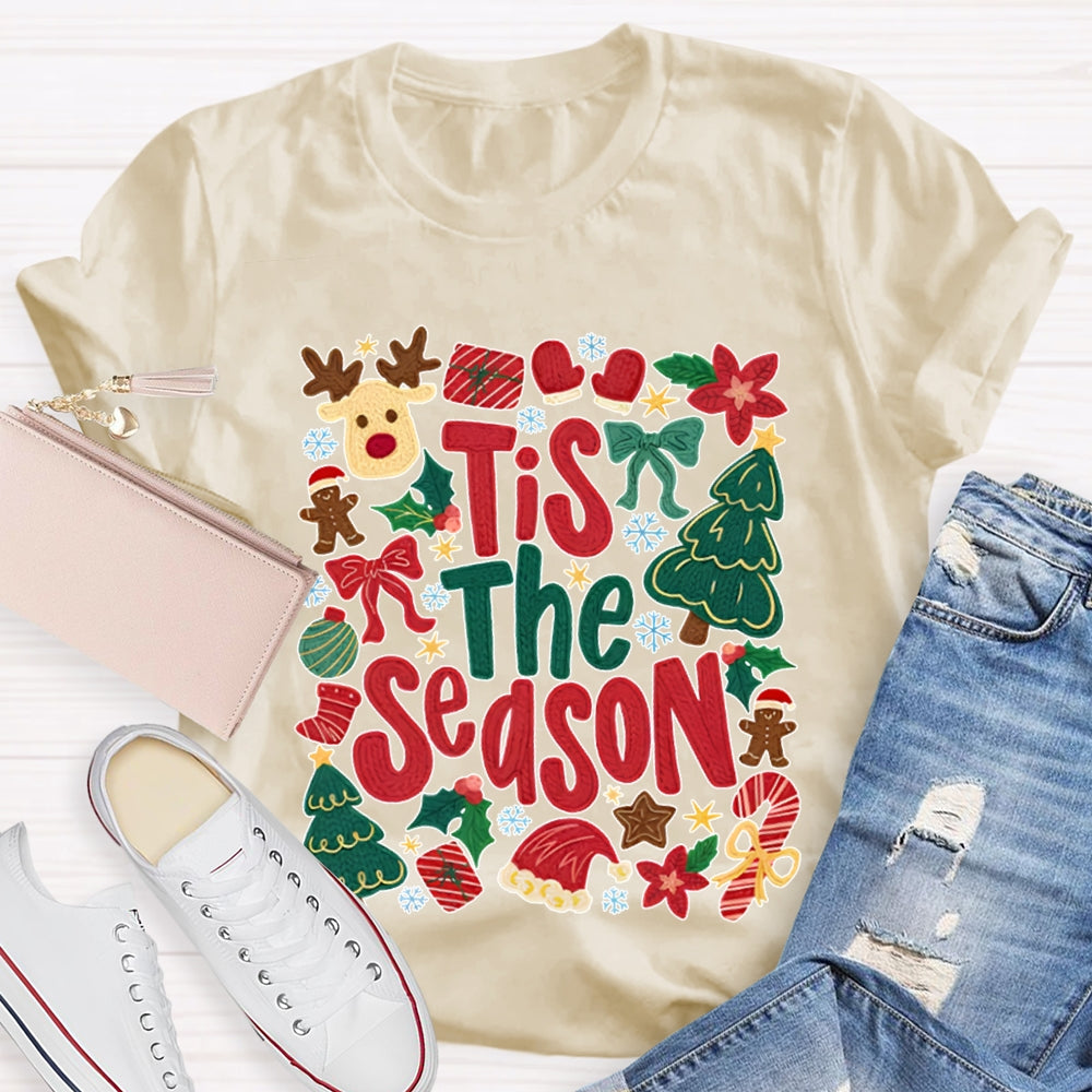 Tis The Season Christmas Reindeer And Christmas Tree T-shirt