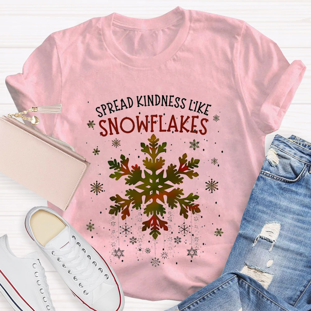 Spread Kindness Like Snowflakes Colorful Tie-Dye Snowflakes Christmas T-shirt