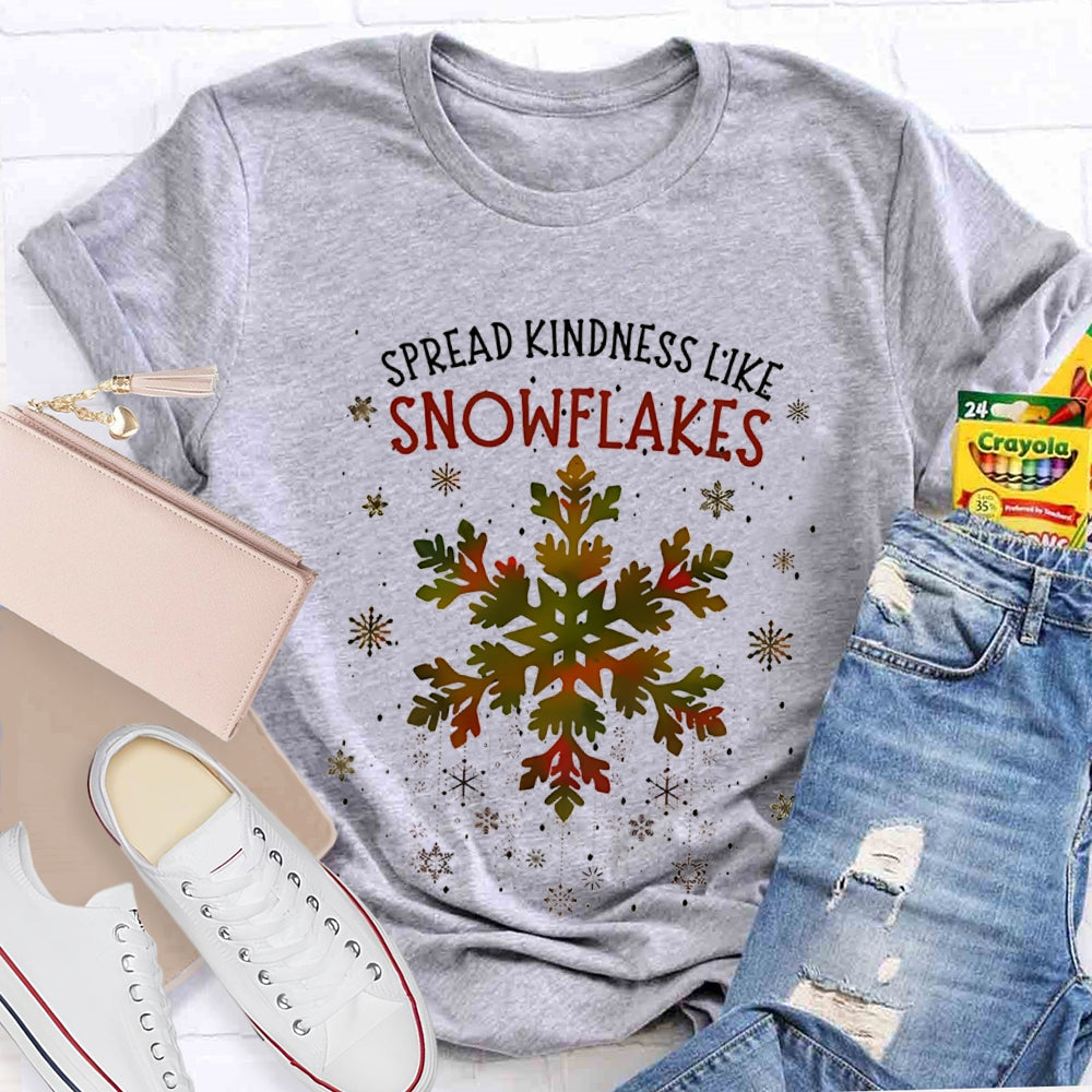 Spread Kindness Like Snowflakes Colorful Tie-Dye Snowflakes Christmas T-shirt