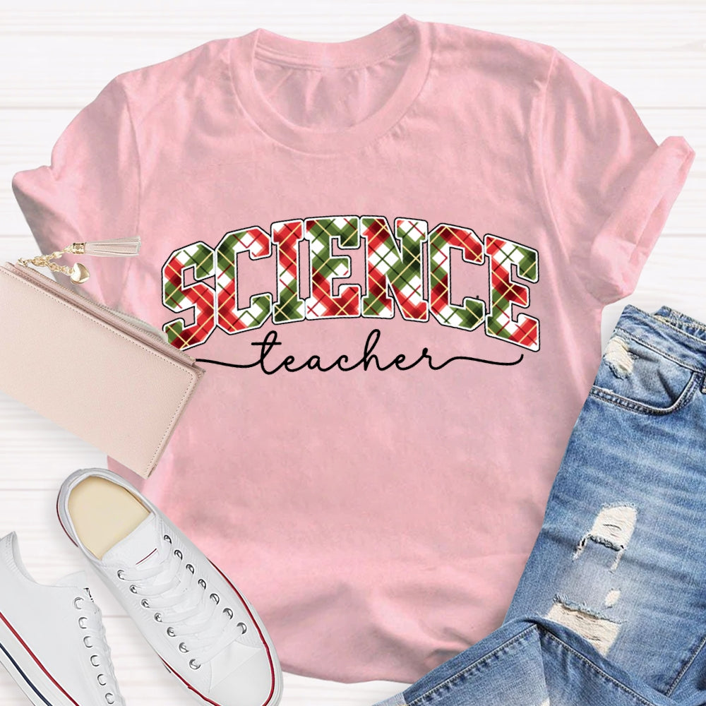 Science Teacher Colorful Christmas Vibes Fonts T-shirt