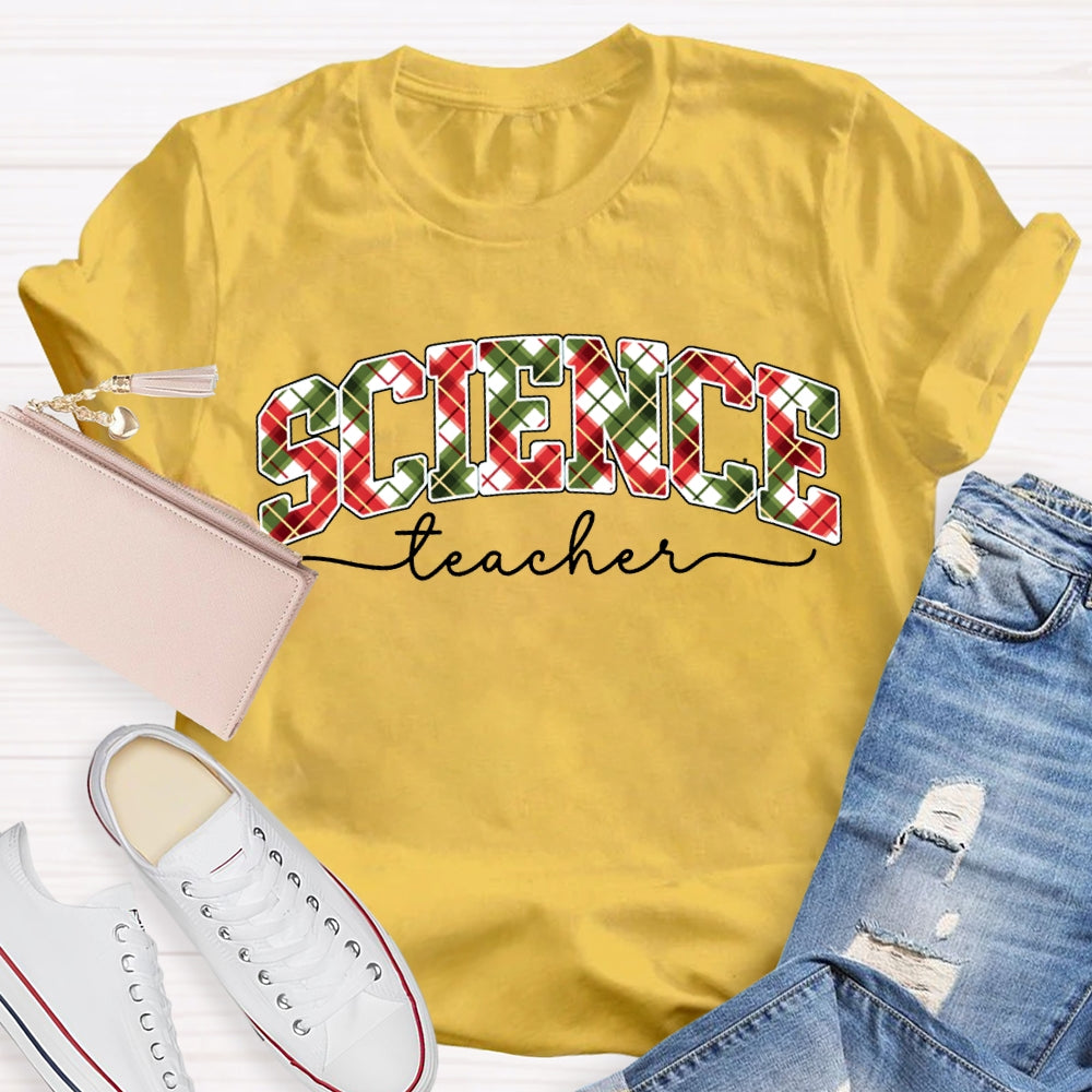 Science Teacher Colorful Christmas Vibes Fonts T-shirt