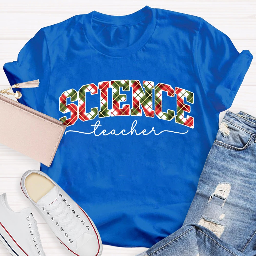 Science Teacher Colorful Christmas Vibes Fonts T-shirt
