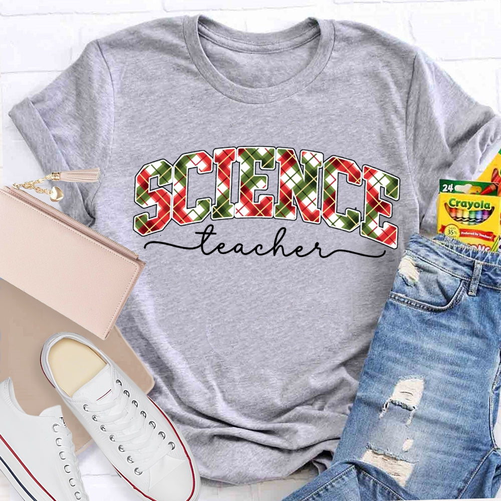 Science Teacher Colorful Christmas Vibes Fonts T-shirt