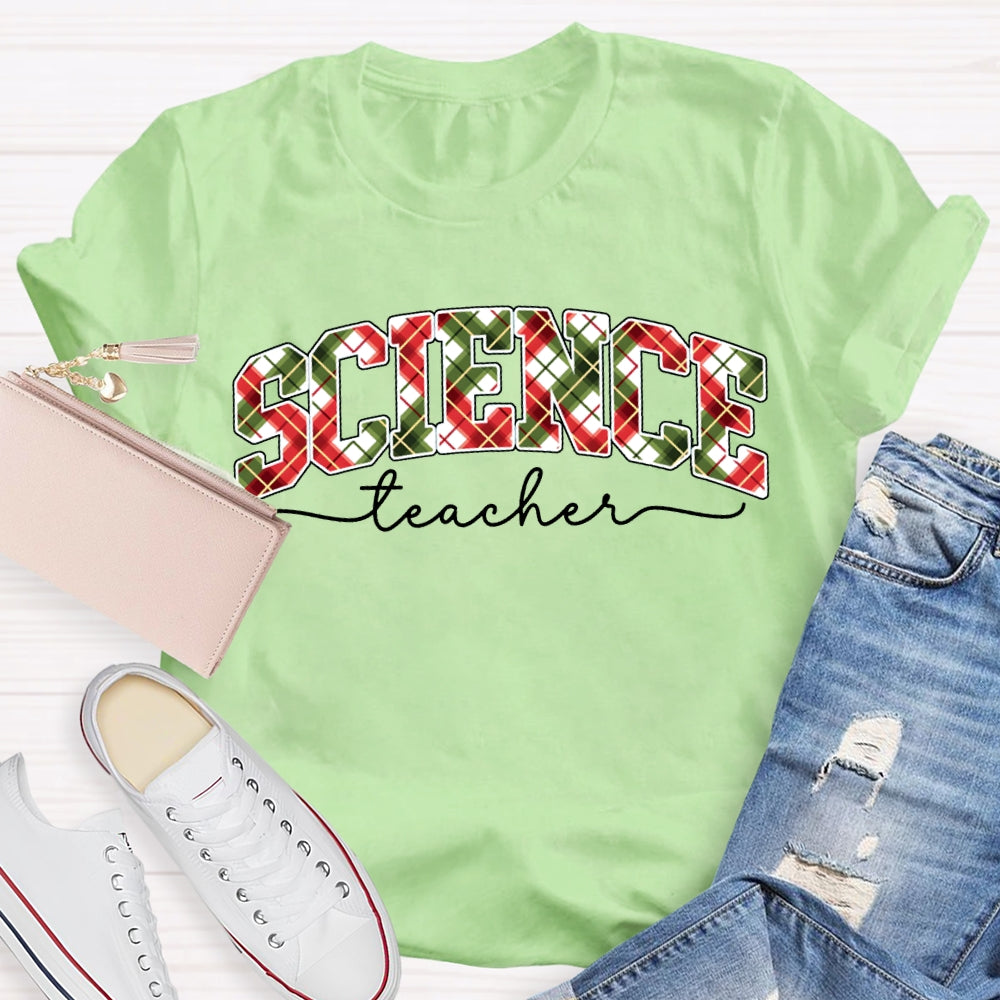 Science Teacher Colorful Christmas Vibes Fonts T-shirt