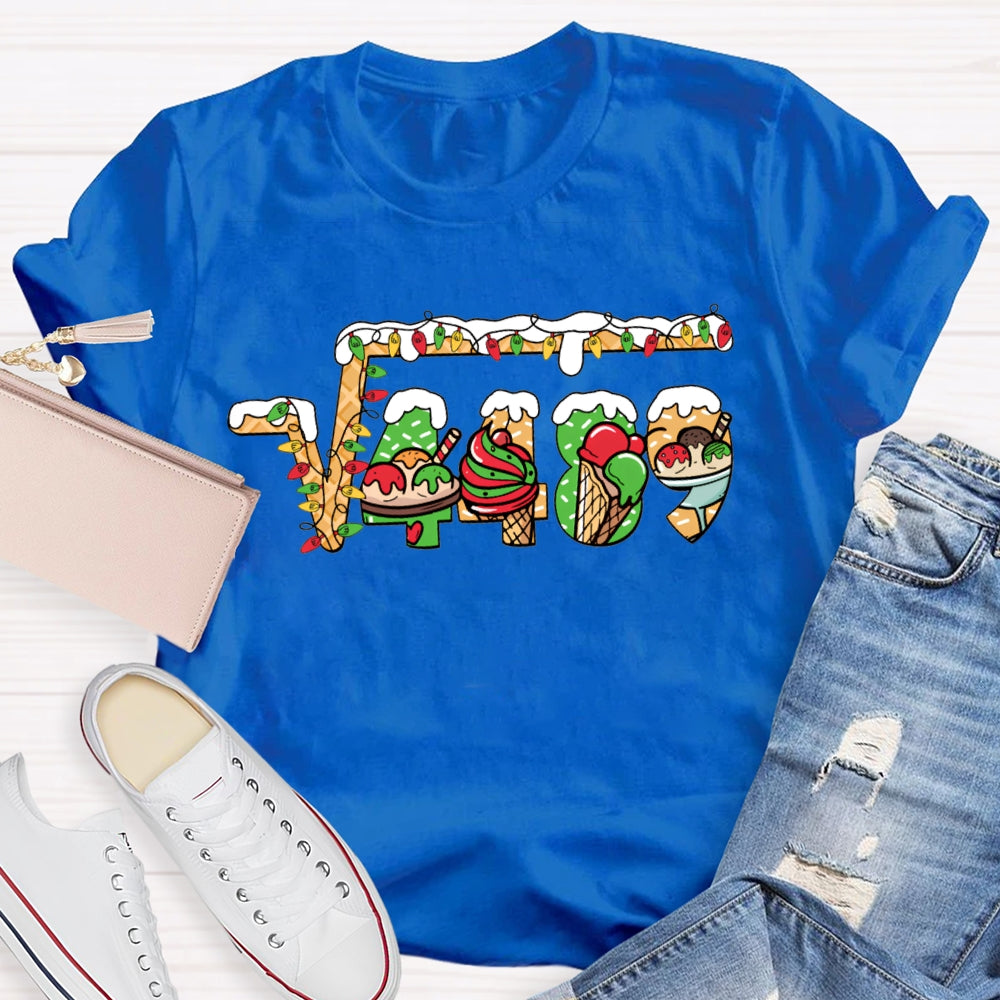 Christmas Lights And Christmas Math Fonts Math Teacher Christmas T-shirt
