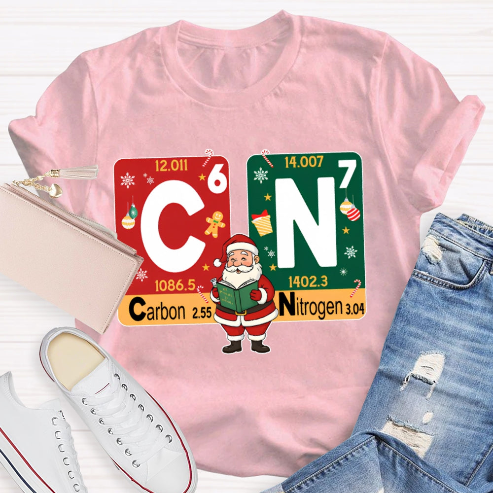 Carbon Nitrogen Science Teacher Santa Claus Christmas T-shirt
