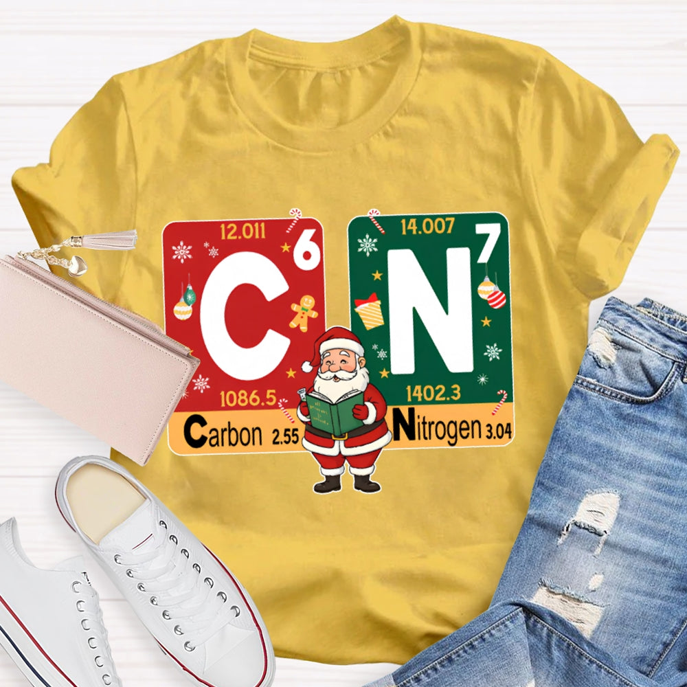 Carbon Nitrogen Science Teacher Santa Claus Christmas T-shirt