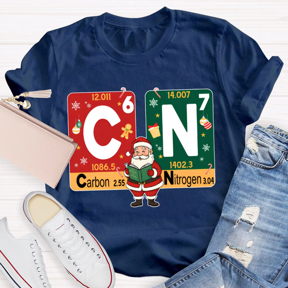 Carbon Nitrogen Science Teacher Santa Claus Christmas T-shirt