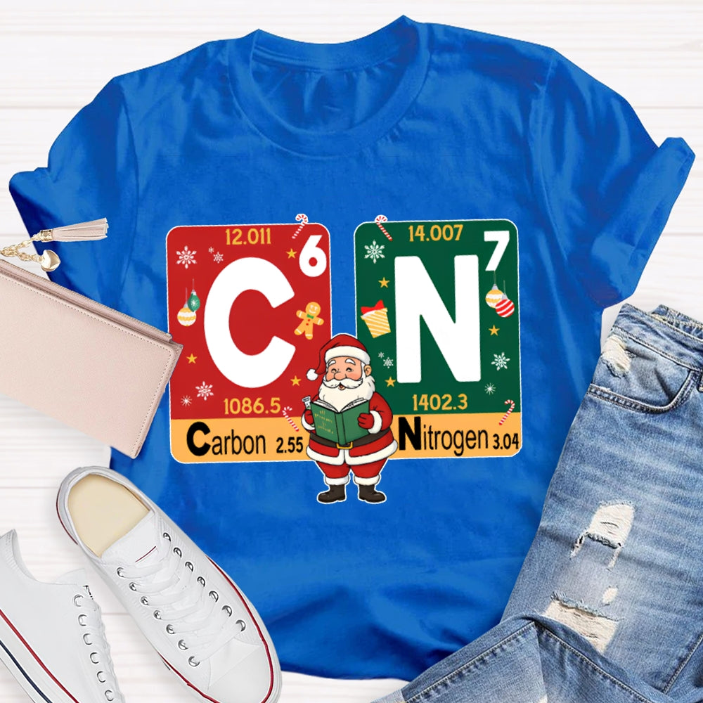 Carbon Nitrogen Science Teacher Santa Claus Christmas T-shirt