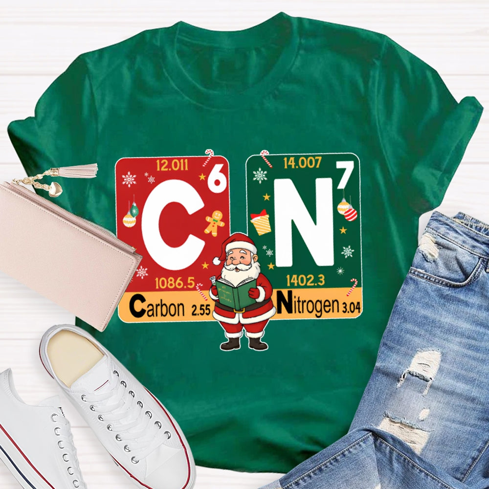 Carbon Nitrogen Science Teacher Santa Claus Christmas T-shirt