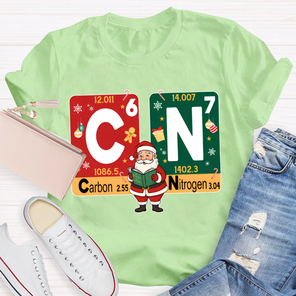 Carbon Nitrogen Science Teacher Santa Claus Christmas T-shirt